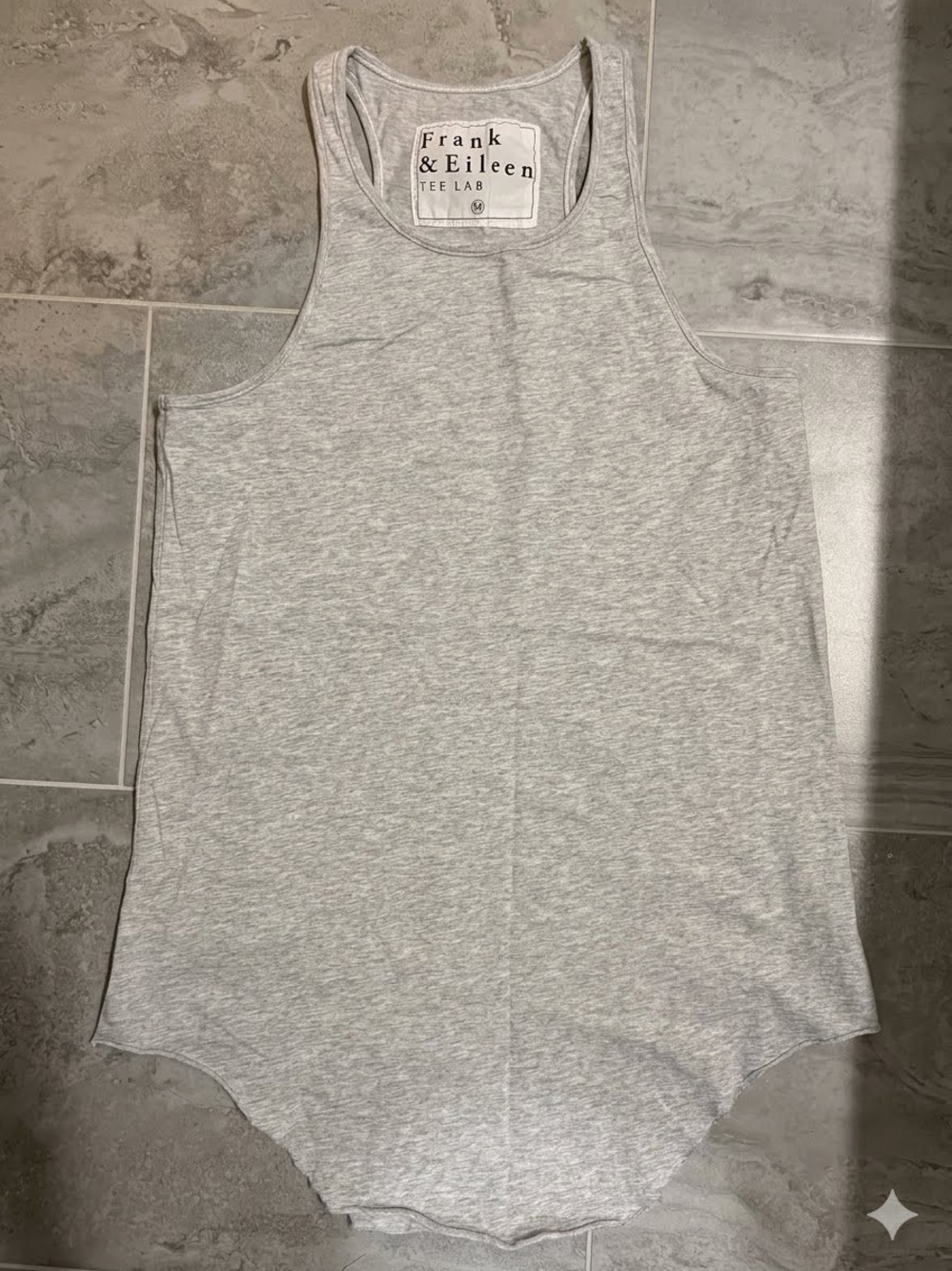 Frank & Eileen Tee Lab High Neck Curved Hem Light Gray Racerback Tank NWOT med